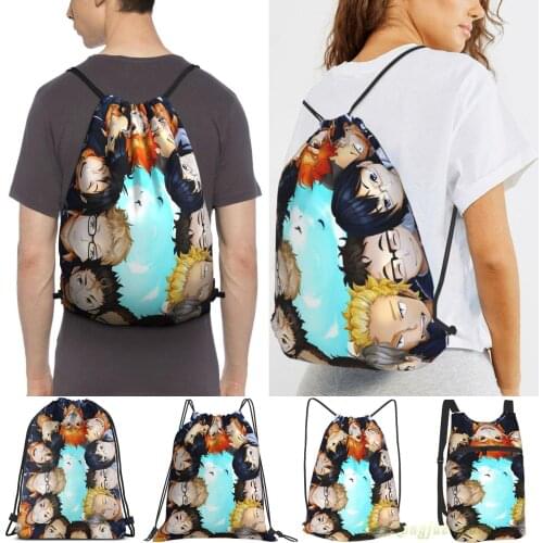 Haikyuu!!! Characters Circle Men Outdoor Travel Gym Bag Waterproof Drawstring Backpack Women Fitness Swimming Bag