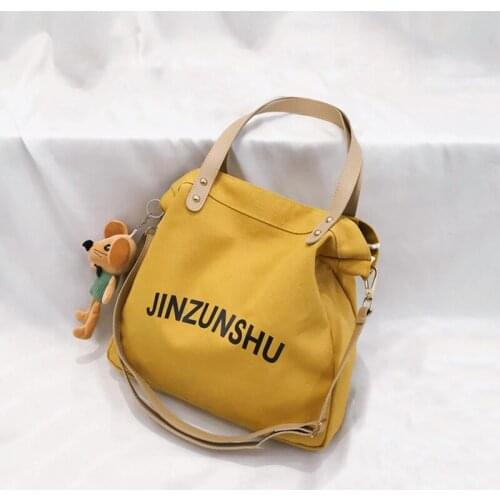 Canvas Tote Bag Women Designer Handbag 2021 Shoppers Girls Fashion Casual Solid Color Large Capacity Letter Print Crossbody Bags