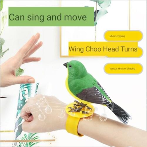 Simulation wrist lovely singing birds bird music ring finger light speech control miniature household decoration