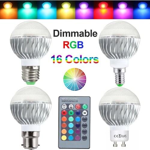 E27 E26 E14 B22 GU10 LED RGB Bulb 16 Colors Magic LED Lamp Remote Control Dimmable Bulbs Lamp Home Party Decor Bombilla D30