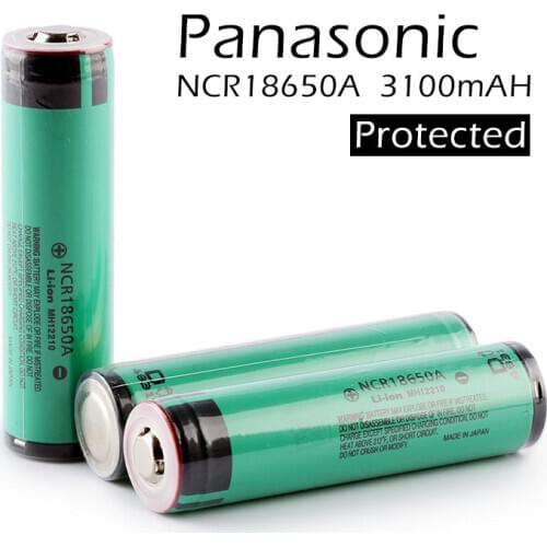 Panasonic Protected 18650 3100mAh 3.7V Lithium-ion Rechargeable Battery for NCR18650A Flashlight Laptop Batteries with PCB