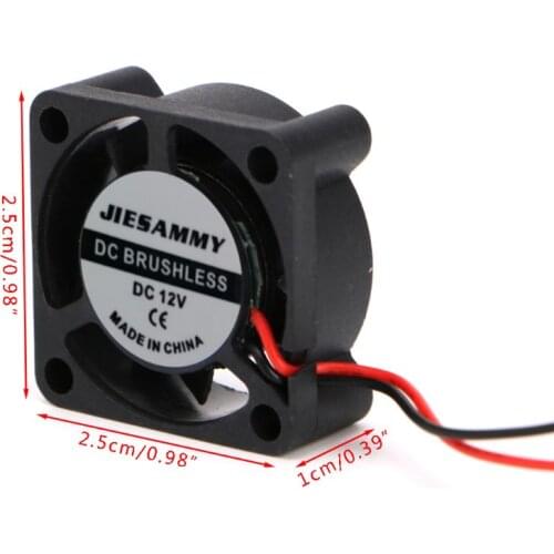 M5TE DC 12V 25*25*10mm Small 2-Wire Brushless Cooling Fan 2510S For 3D Printer Parts