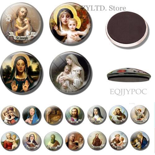 Christian Virgin Mary Fridge Magnet Religious Refrigerator Decoration St Joseph Madonna Mother and Baby Art Refrigerator Magnet