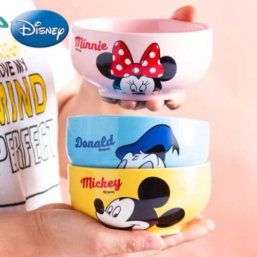 Disney Instant Noodle Bowl Cute Couple Noodle Bowl Ceramic Bowl Mickey Minnie Japanese Ramen Bowl Household Ceramic Bowl