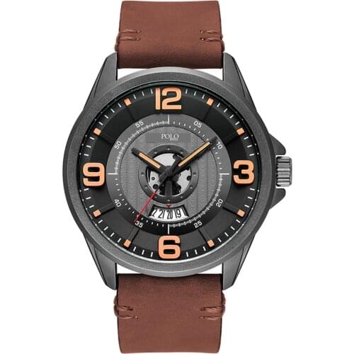 Polo Rucci 8492-1 Calendar With Belt Men 'S Wristwatch Watch Case Diameter 42 mm Cord Color Brown