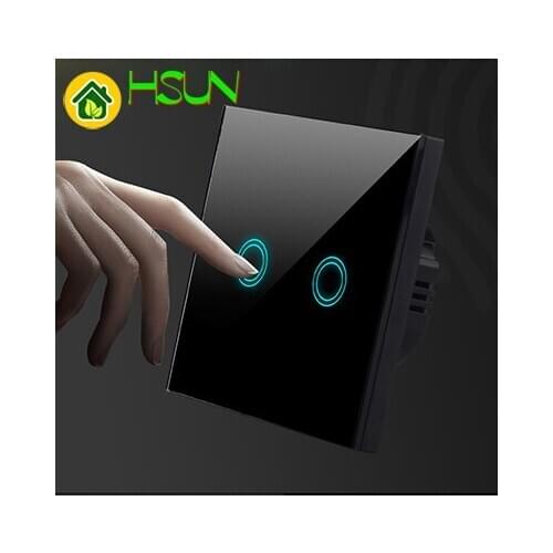 86 type EU Wall Switch Touch Switch Sensor Switch 2 Gang Smart Remote Control Luxury Crystal Glass Panel Light Waterproof