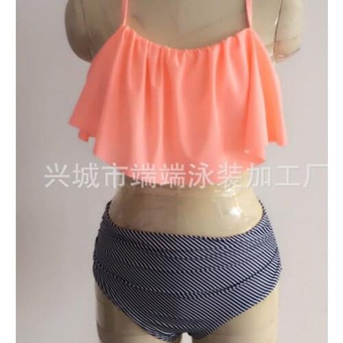 Summer New Ruffle Womens Split Swimsuit Sexy Stripe Multicolor BIKINI TRIANGLE Swimsuit