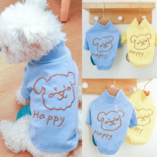 Puppy Autumn Winter Base Shirt Turtleneck Warm Pet Dog Casual Outer Wear Cute Printing Dogs Homewear Chihuahua Warm Clothing