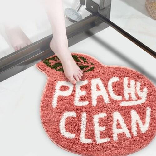 Peach Bath Mat Cute Bath Rug Water Absorbing Anti-skid Floor Mat for Bathroom Decor