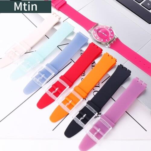 Pin buckle silicone strap mens and womens watch accessories For Swatch skin SFK360 361 397 outdoor sports childrens bracelet