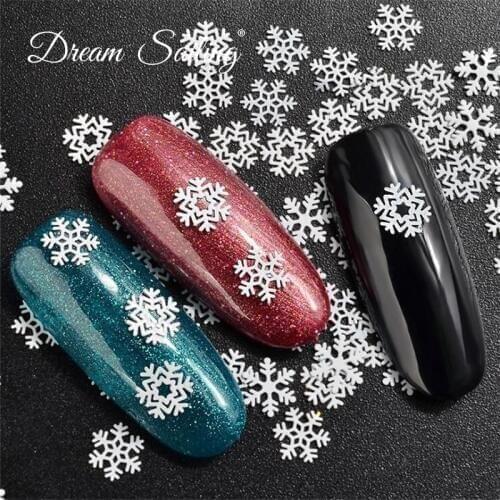 1 Box of Ultra Thin Nail Art Decoration Snow Flake 3D White Slices Sequins Piece 15g Manicure Accessories