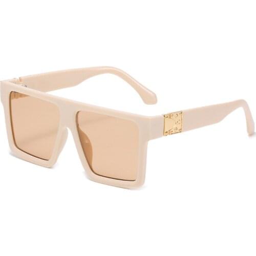 Classic Fashion Vintage Big Frame Square Sunglasses Women Men Luxury Brand Designer Flat Top Sun Glasses Female Travel Shades