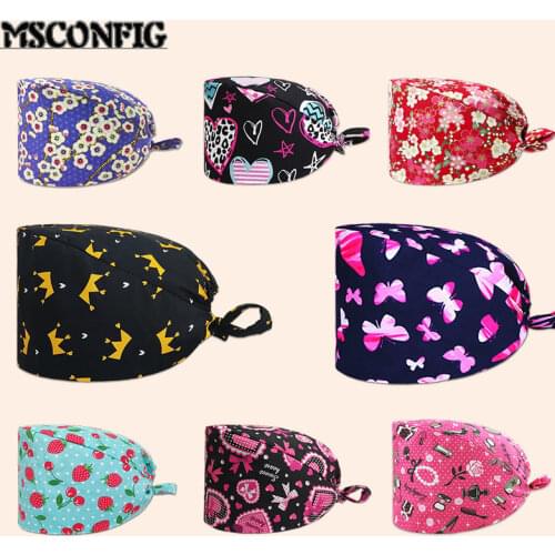 New Color Printed Surgical Cap Nurse Cap Surgeon Surgical Cap Dentist Cap Kitchen Laboratory Work Cap Beauty Salon Scrub Cap