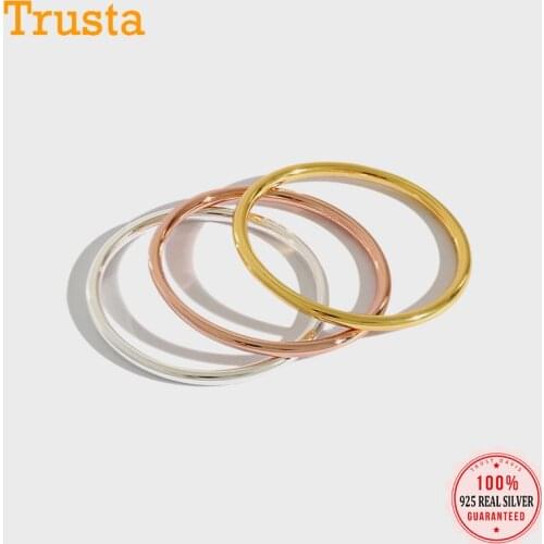 Trustdavis 2020 Authentic Minimalist 925 Sterling Silver FASHION Smooth lines Finger Ring For Women Wedding Jewelry Gift DA459