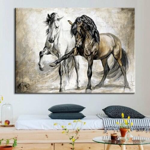 Vintage Horse Animal Canvas Painting Home Decoration Wall Poster Animal Print Canvas Material Living Room Bedroom decorative