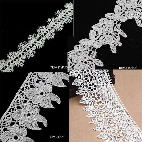 Embroidered Flower Motif Lace FabricVenise Ribbon Applique Scrapbooking Trim Decorated Sewing Supplies tecido renda 10yd/T820