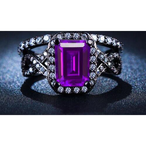 YaYI Fashion Women Jewelry Couple Ring Purple CZ Black Engagement Rings Wedding Rings Party Rings Gift