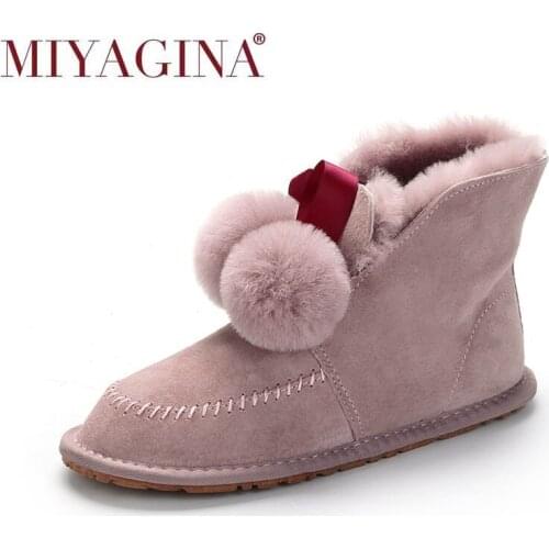 Top Quality Women Snow Boots Genuine Leather Natural Fur Winter Boots Womens Fashion Ankle Boots Women Shoes Wool Warm Boots