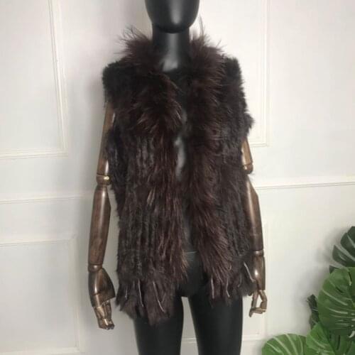 Fur vest women real rabbit fur vest woman