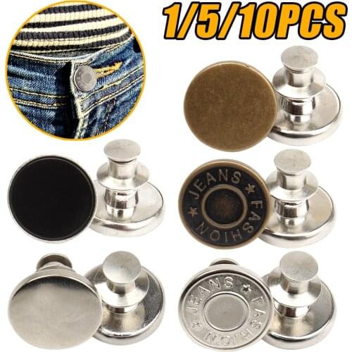 1/5/10PCS Detachable Snap Metal Jeans Buttons Retro Pants Pin for Clothing Button Fastener Sewing-Free Perfect Fit Reduce Waist