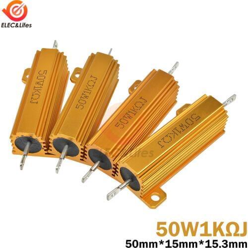 1Pcs 0.1/0.5/1/1.5/2/3/4/5/6/8/10/12/15 Ohm 50W Power Aluminum Shell Wirewound Resistor resistance 5% Precision