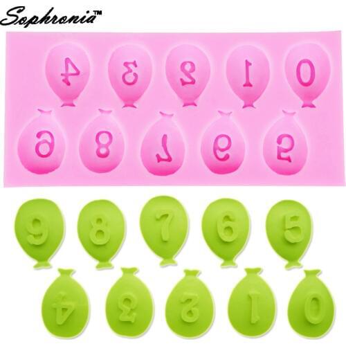 Sophronia 1PCS Silicone Mold balloon Letters 3D Silicone Cake Mold, Cartoon Figre/cake tools Soap Mold Cake Decoration F1121