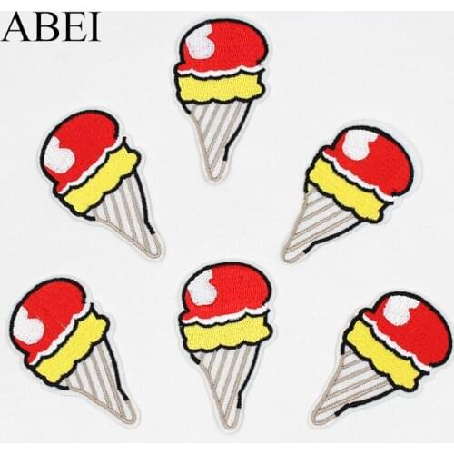 10pcs/lot Iron-on Ice Cream Patches Cartoon Embroidered Stickers Jeans Coats Sweaters Pants Bags Shoes Hats Decoration Appliqued