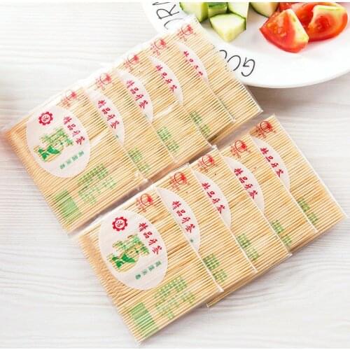 100Pcs/ Bag Disposable Wood Toothpicks Party Dental Natural Bamboo Fruit Stick Toothpick for Home Family Restaurant Care Tool