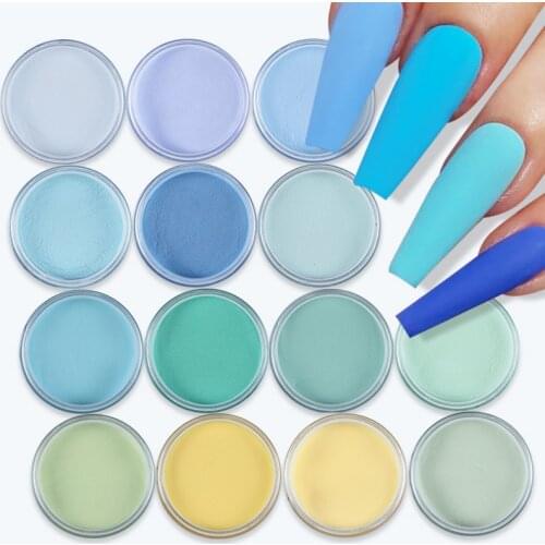 15g/Box Acrylic Powder Sky Blue Carved Nail Art Dipping Pigment Dust Nails Extension Builder Nail Supplies For Professionals