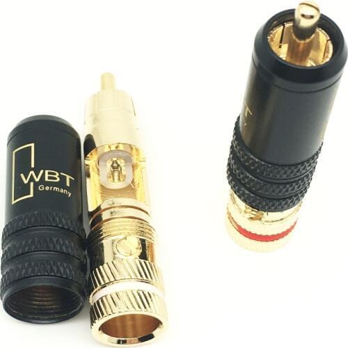 2pcs/lot WBT-0144 signal line plug RCA plug connector adapter RCA lotus head copper gold plated plug RCA connectors