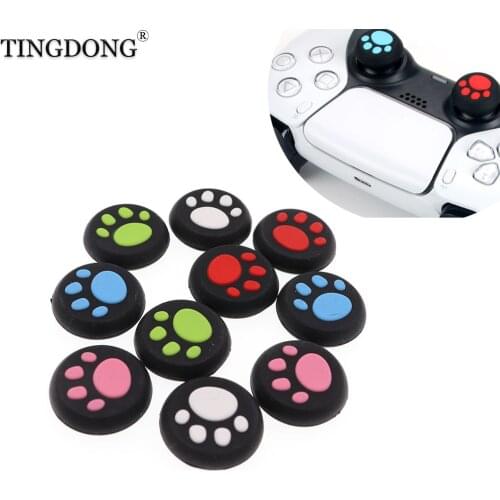 2 pcs Cat Paw Rubber Silicone Analog Thumb Sticks Grips Caps Cover for Dualshock 4 PS4 Pro Slim Controllers Accessories