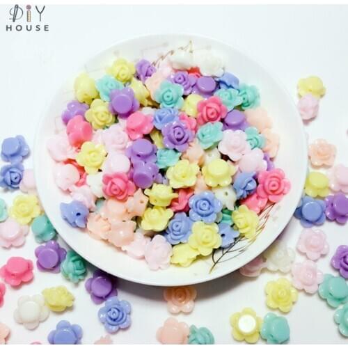 50-200Pcs Rose Flowers Shape Plastic Acrylic Garment Beads DIY Craft Supplies Jewelry Accessories Ornament Materials Color Beads