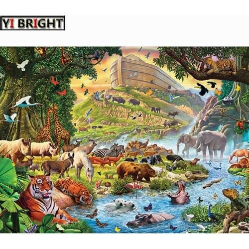 Full Square Diamond embroidery animal Round Diamond mosaic Animal Paradise 5D DIY Diamond painting Cross stitch Forest Zoo