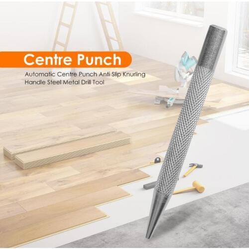 Automatic Center Punch Drill Wood Press Dent Marker Woodwork Tool Steel Plate Marking Anti Slip Knurling Handle Center Punch