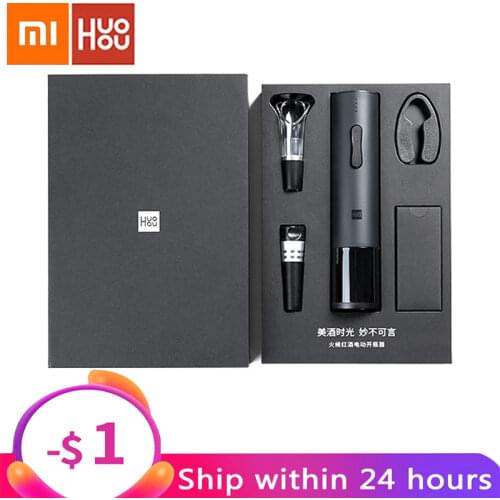 Huohou Automatic Wine Bottle Opener Kit Electric Corkscrew With Foil Cutter Wine Decanter Pourer Aerator For Family Gifts