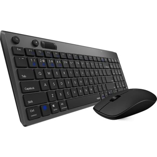 Rapoo 8050GT Multi-mode Silent Wireless Keyboard Mouse Combo Bluetooth 3.0/4.0/2.4G receiver switch between 3 Devices Connection