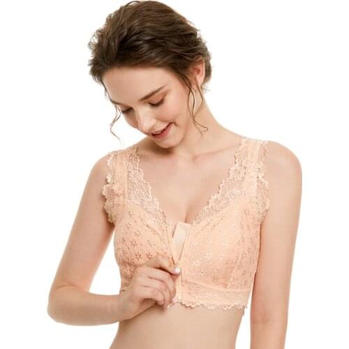 Women comfort bra front buckle seamless vest lace bra beauty back big size adjustable underwear sport breathable bra