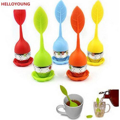 CJ049 Food-grade 1 pc Silicone & Stainless Steel Leaf Tea Leaf Strainer Herbal Spice Infuser Tea Filter