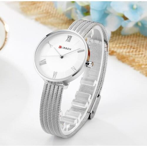 CURREN Women Watches Top Brand Luxury Stainless Steel Mesh Band Gold casual Watch Ladies Business quartz watch Relogio Feminino