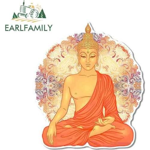 EARLFAMILY 13cm x 11.2cm for Golden Buddha Mandala Window Occlusion Scratch Personality Trunk Decal VAN Windshield Decoration