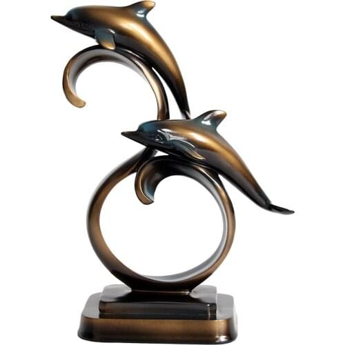 Black Resin Figurines Miniatures Nordic Dolphin Creative Modern Art Figurines Miniatures Luxury Decoratie Room Decoration DG50FM