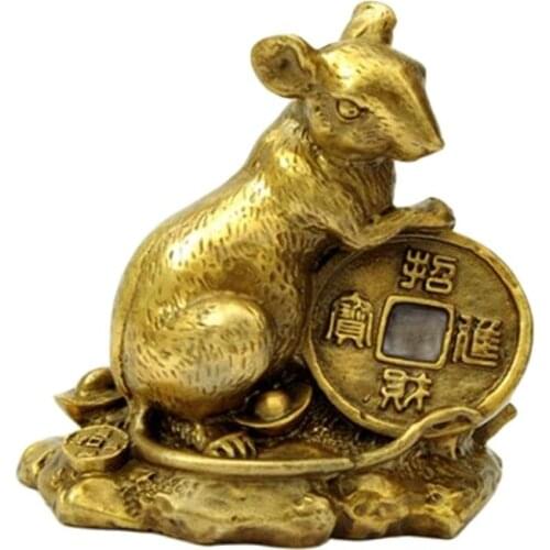 Copper ornaments in copper money rat mouse felicitous wish of making money in twelve rat Home Furnishing