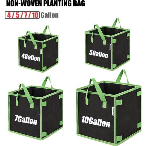 4/5/7/10 Gallon Non-woven Fabric Growing Bags Vegetable Flower Potato Pouch Root Container Garden Square Pots Planters Supplies