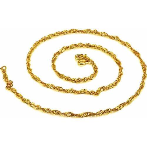 Fashion Solid 999 24K Yellow Gold Necklace /Perfect Water Ripples Chain 3.2g 17 L