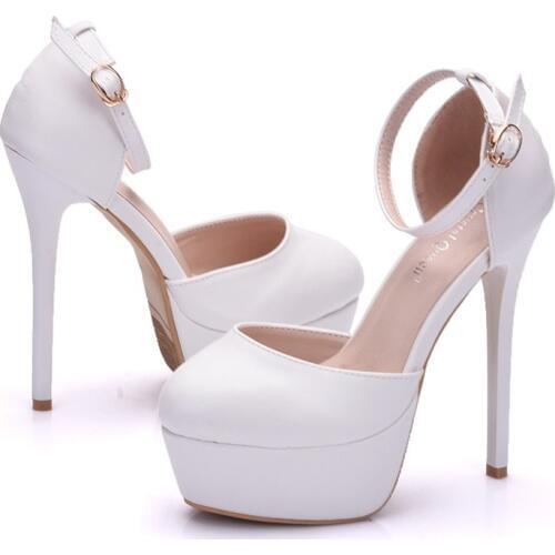 Fashion Women Pumps Shoes Waterproof platform Hollow Round Toe Thin Heels 14CM High Heels Womens Wedding Shoes
