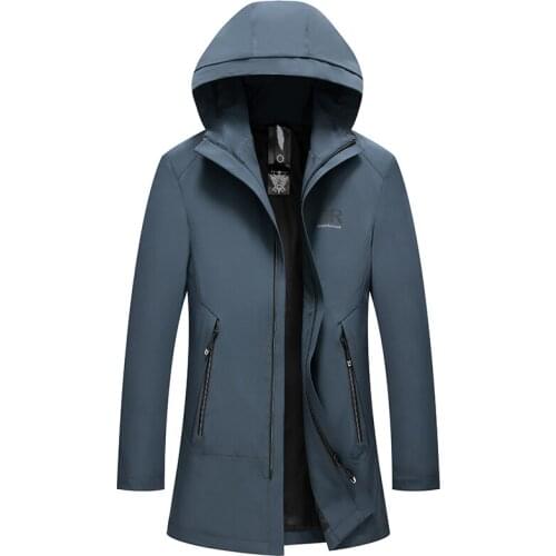 Brand Spring Autumn Men Hooded Long Trench Coats Superior Quality Male Fashion Outerwear Jackets Windbreaker Plus Size S-4XL