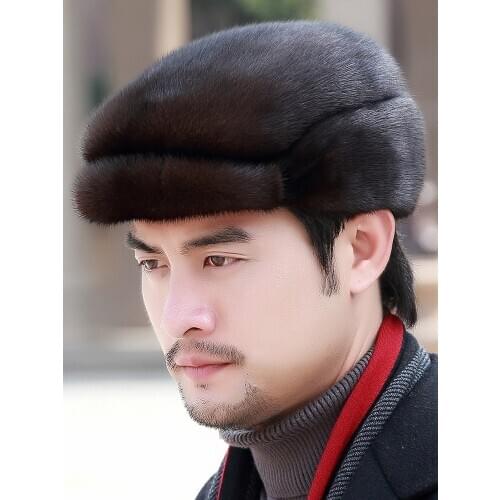 Aorice man real mink fur hat cap 2020 new winter snow unisex natural mink fur beret hats caps HF008