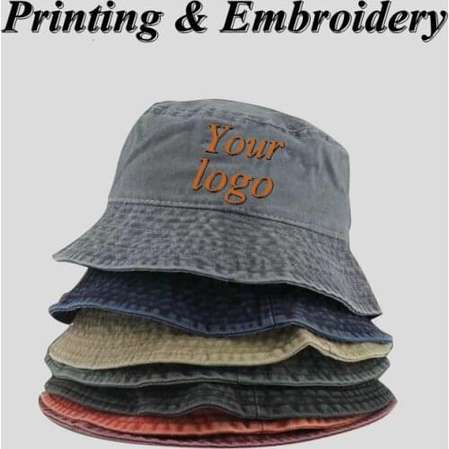 Custom Logo Washed Denim Bucket Hats For Men Foldable Fashion Bob Caps Hip Hop Gorros Outdoor Sun Hat Panama Women Warm Cap