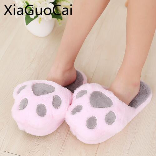 Factory Direct Sales Cute Women Winter Slippers Fur Warm Basic Female Winter Snow Slippers Flat Lightweight Home Slippers