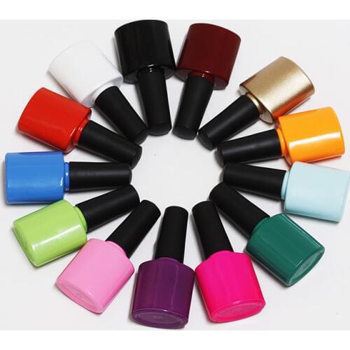 100pcs/lot 8ml glass Empty DIY Nail polish bottle , black colour oval shape with black cap many colours available